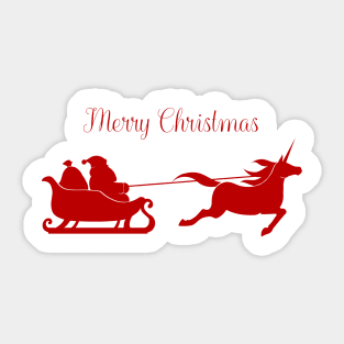 Simple Design of Unicorn Pulling Santa's Sleigh Sticker